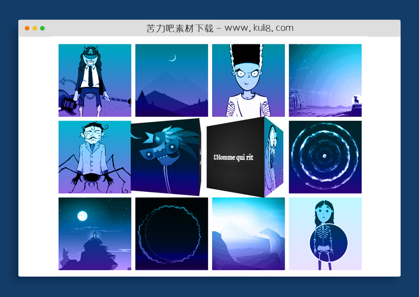 html5 svg方向感知图片三维立方体动画特效