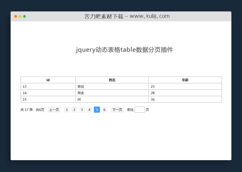 jquery动态表格table数据分页插件代码
