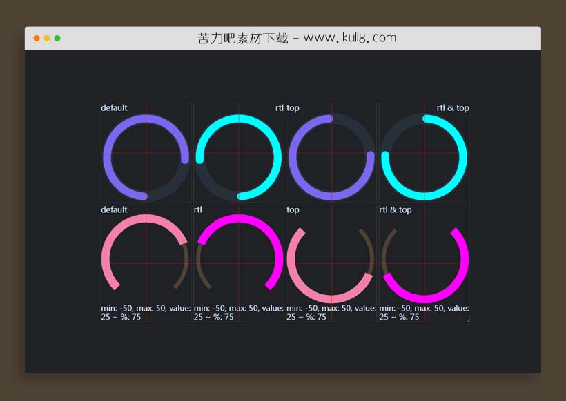jquery八种不同动画的圆形加载进度条特效代码