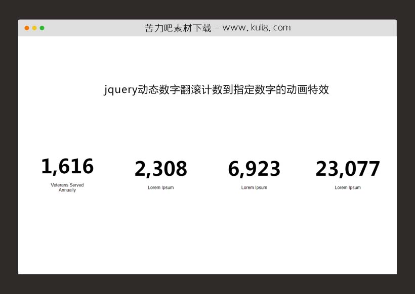 jquery动态数字翻滚计数到指定数字的动画特效