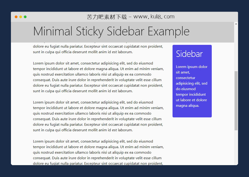 jquery轻量级浮动置顶粘性侧边栏插件