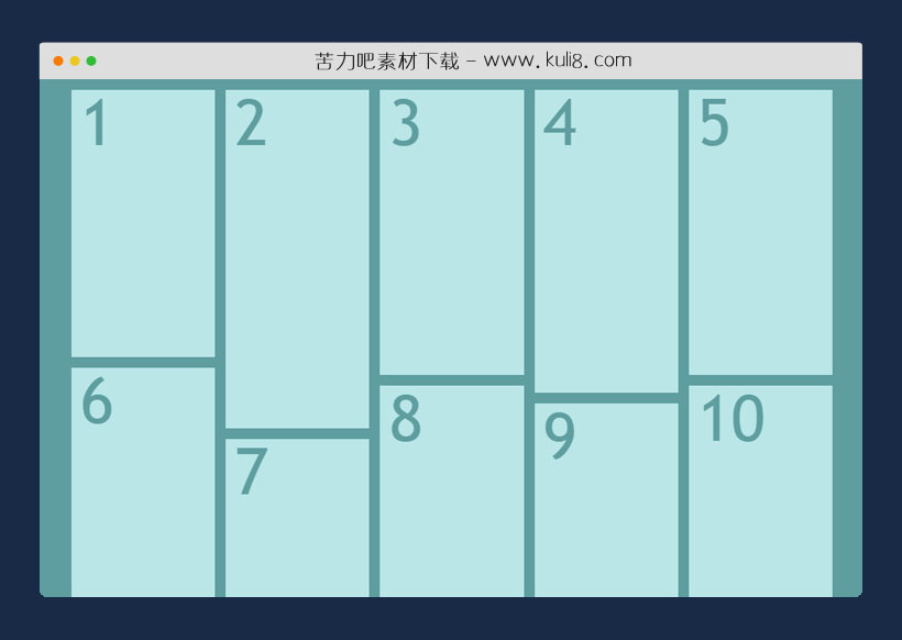 html5响应式网格布局瀑布流html模板