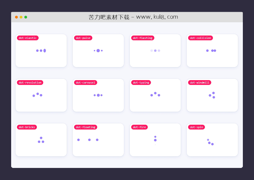 Three dot创建的多种形态的CSS加载动画