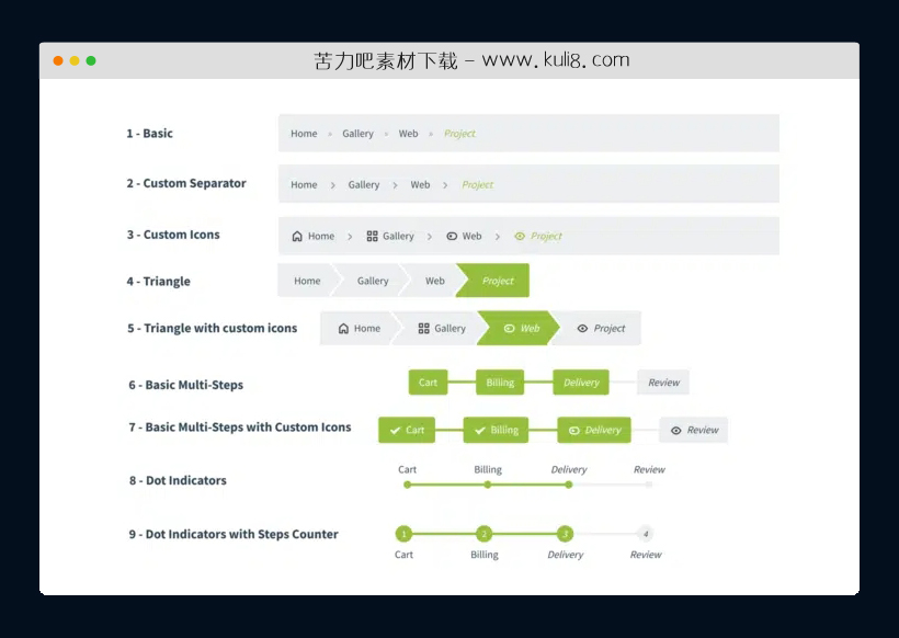 9种不同风格的CSS步骤导航条特效代码