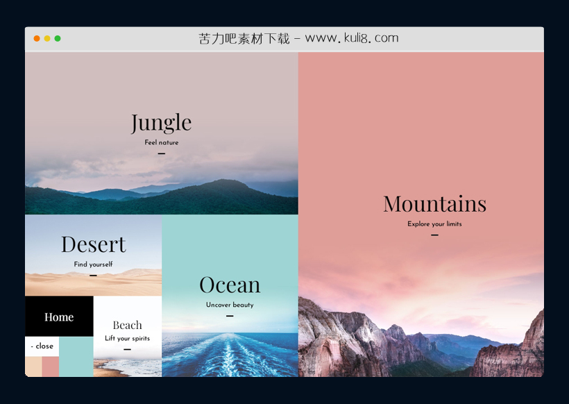 CSS3带有滑动动画的CSS网格导航菜单