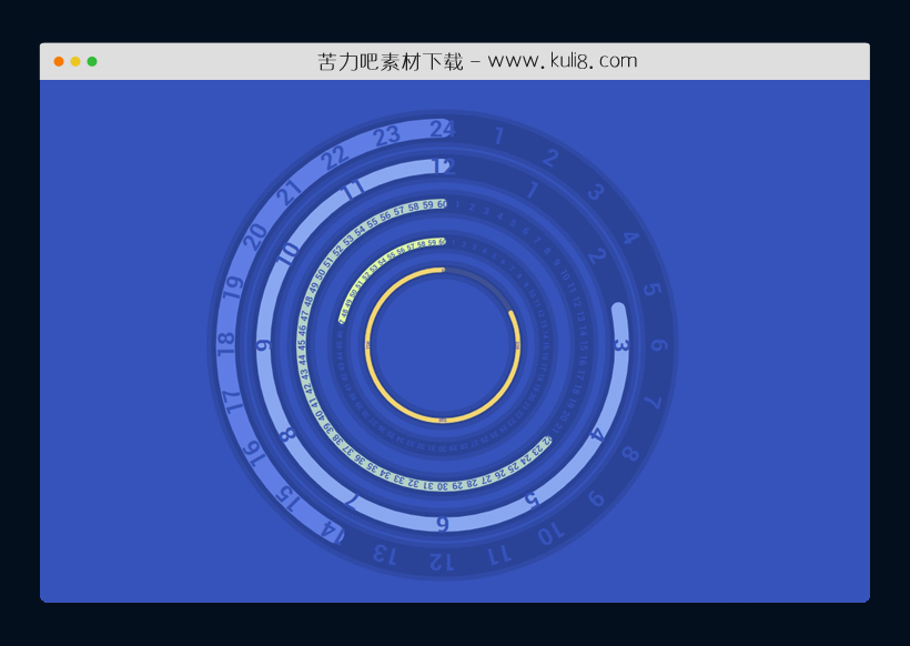 SVG创建的带有进度倒计时的循环时钟特效